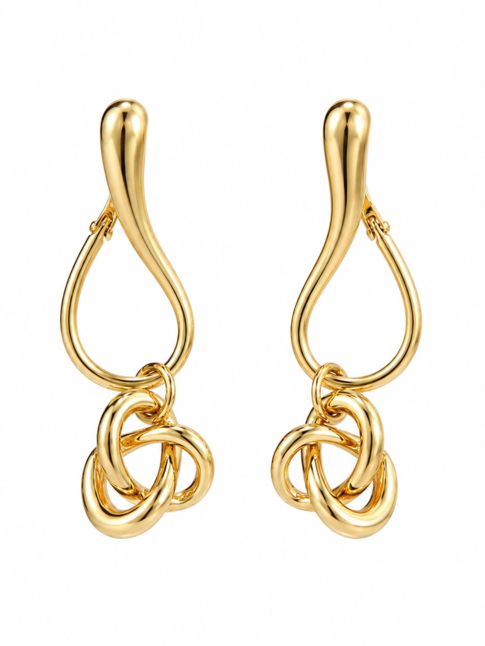 Anthropologie Shiny Gold Loop & Knot Drop Earrings